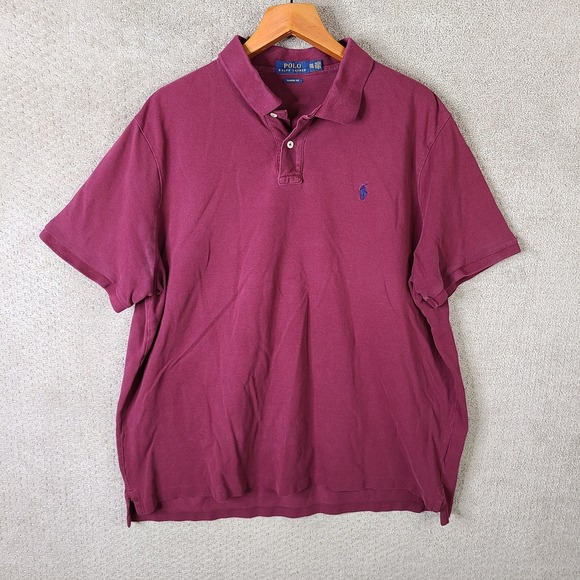 Polo Ralph Lauren‎ Shirt Mens XXL Maroon Polo Classic Fit Golf Rugby Cotton